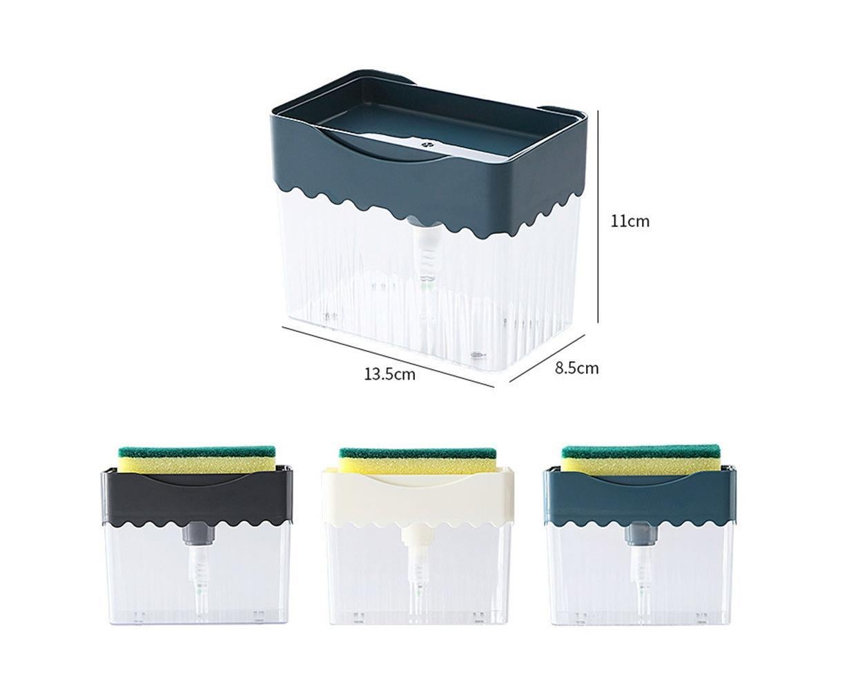 Kitchen Soap Dishwashing Detergent Press Dispenser Sponge Cleaning Pad Container-White V1263-JX-2606