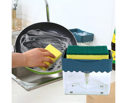 Kitchen Soap Dishwashing Detergent Press Dispenser Sponge Cleaning Pad Container-White V1263-JX-2606