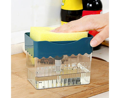 Kitchen Soap Dishwashing Detergent Press Dispenser Sponge Cleaning Pad Container-White V1263-JX-2606