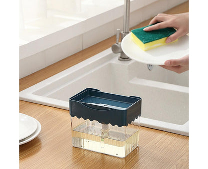 Kitchen Soap Dishwashing Detergent Press Dispenser Sponge Cleaning Pad Container-White V1263-JX-2606