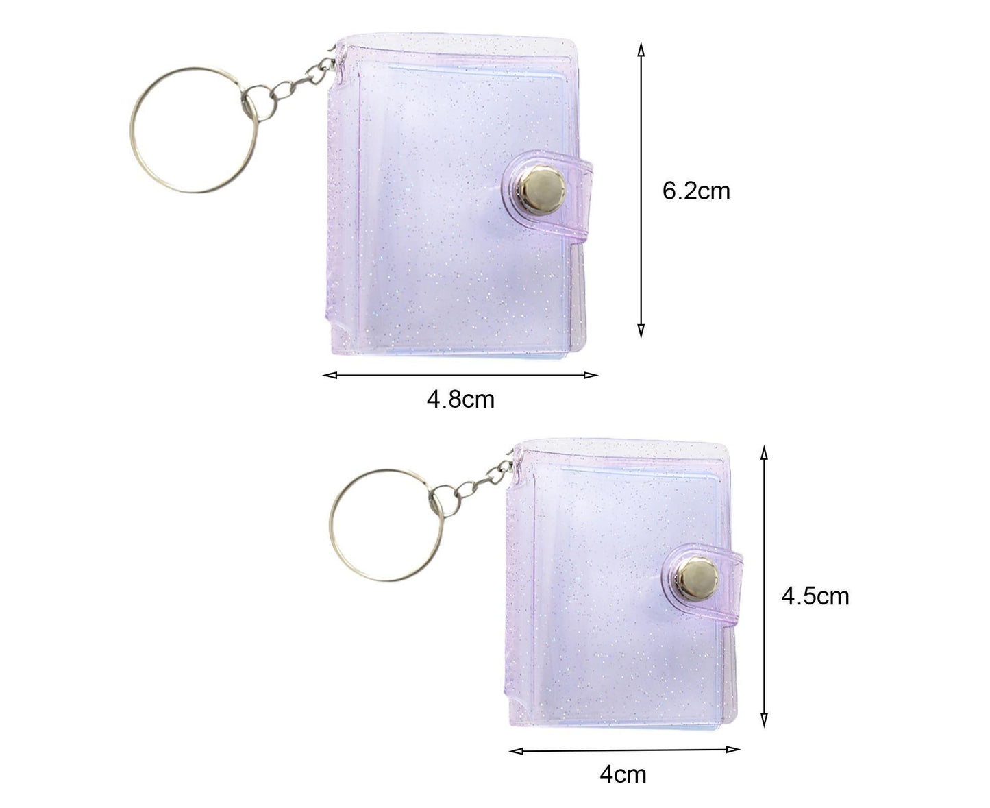 Mini Photo Album Flip Page Sequins Transparent Snap Hanging Ring 16 Pockets Card Photo Holder Memory Giftlear V1263-JX-2609