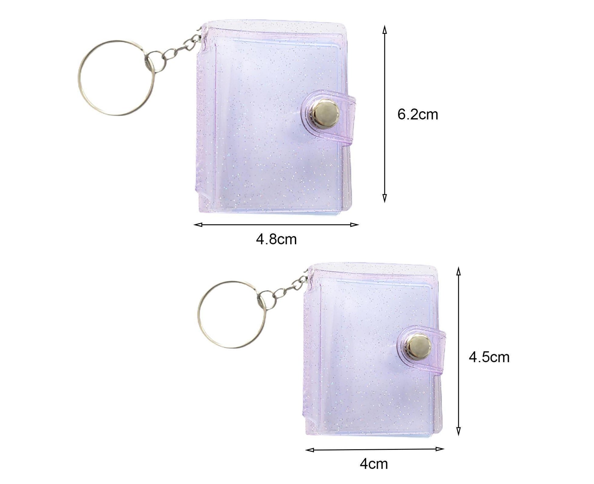 Mini Photo Album Flip Page Sequins Transparent Snap Hanging Ring 16 Pockets Card Photo Holder Memory Giftlear V1263-JX-2609
