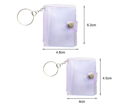 Mini Photo Album Flip Page Sequins Transparent Snap Hanging Ring 16 Pockets Card Photo Holder Memory Giftlear V1263-JX-2609