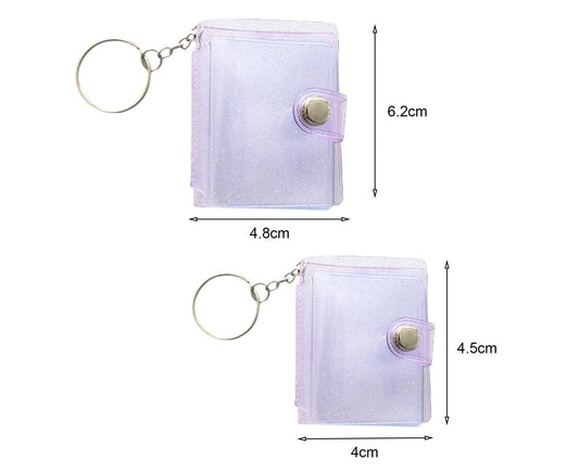 Mini Photo Album Flip Page Sequins Transparent Snap Hanging Ring 16 Pockets Card Photo Holder Memory Giftlear V1263-JX-2609