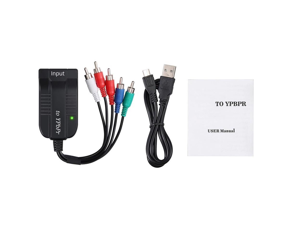 HDMI-compatible to 1080p Component Video YPbPr 5RCA RGB Converter Adapter R/L Audio Output - Black V1263-JX-261