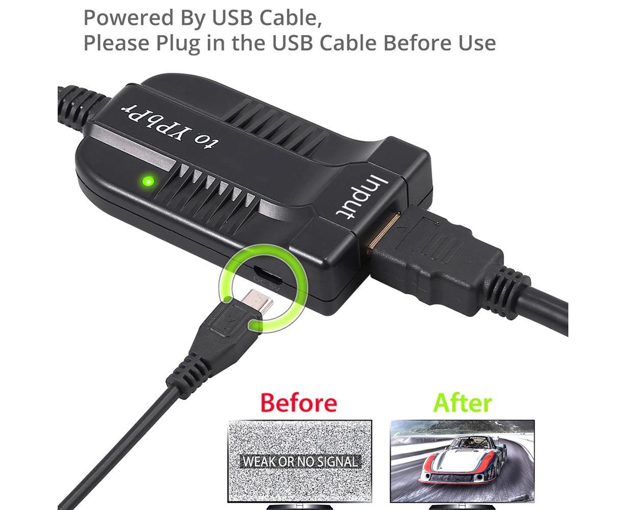 HDMI-compatible to 1080p Component Video YPbPr 5RCA RGB Converter Adapter R/L Audio Output - Black V1263-JX-261