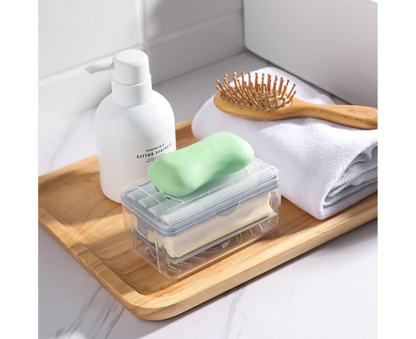 Multifunctional Soap Box Drainable Eco-friendly Built-in Spring Soap Holder Household Supplies-Grey V1263-JX-2610
