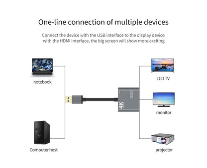 HDMI-compatible to USB High Clarity Board Game Record Live Streaming Broadcast Video Capture Card - Grey V1263-JX-262