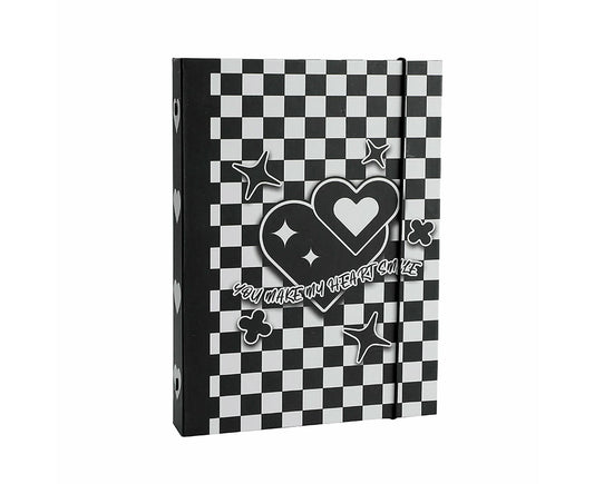 Photo Album with Lanyard 6 Holes Loose-leaf Type 3 Inches Album Collection Book Student Supplieslack White V1263-JX-2621