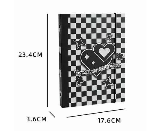 Photo Album with Lanyard 6 Holes Loose-leaf Type 3 Inches Album Collection Book Student Supplieslack White V1263-JX-2621