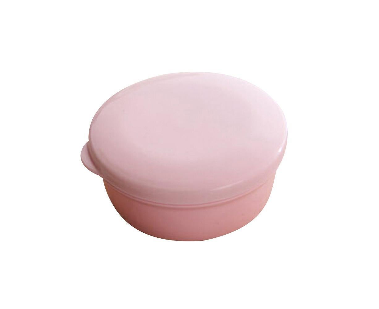 Portable Home Travel Round Plastic Bathroom Shower Soap Storage Seal Box Holder-Pink V1263-JX-2631