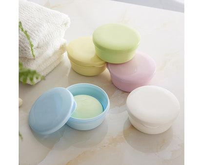 Portable Home Travel Round Plastic Bathroom Shower Soap Storage Seal Box Holder-Pink V1263-JX-2631