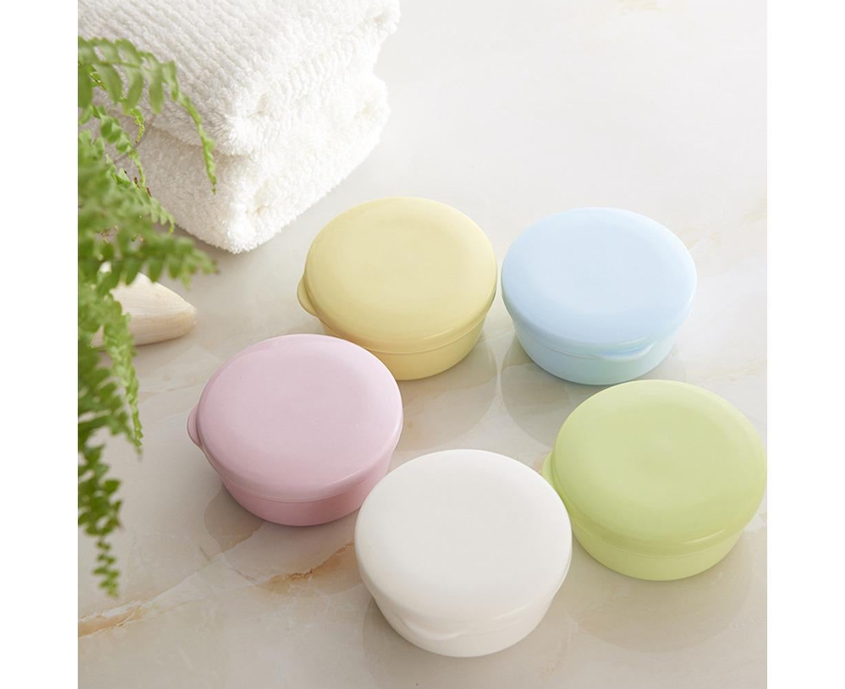 Portable Home Travel Round Plastic Bathroom Shower Soap Storage Seal Box Holder-Pink V1263-JX-2631