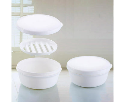 Portable Home Travel Round Plastic Bathroom Shower Soap Storage Seal Box Holder-Pink V1263-JX-2631