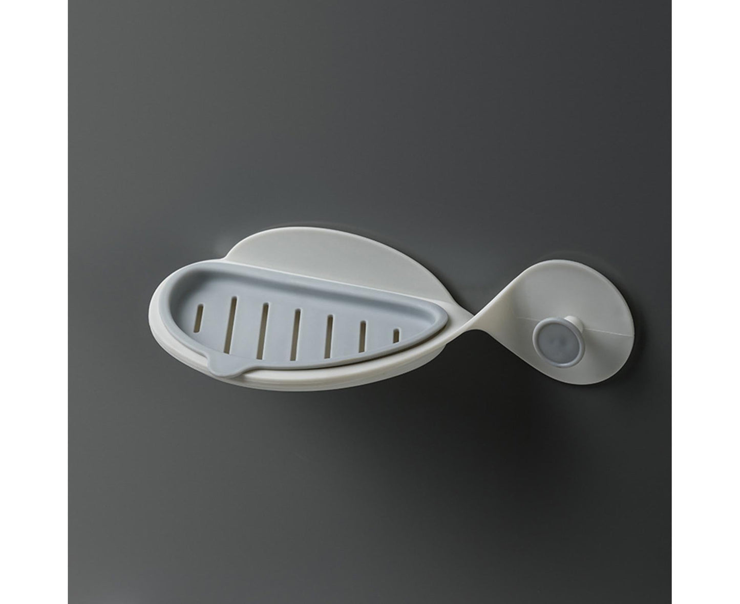 Punch Free Soap Tray Moisture-proof PP Whale Shape Wall Hanging Draining Soap Dish for Bathroom-Light Grey V1263-JX-2632