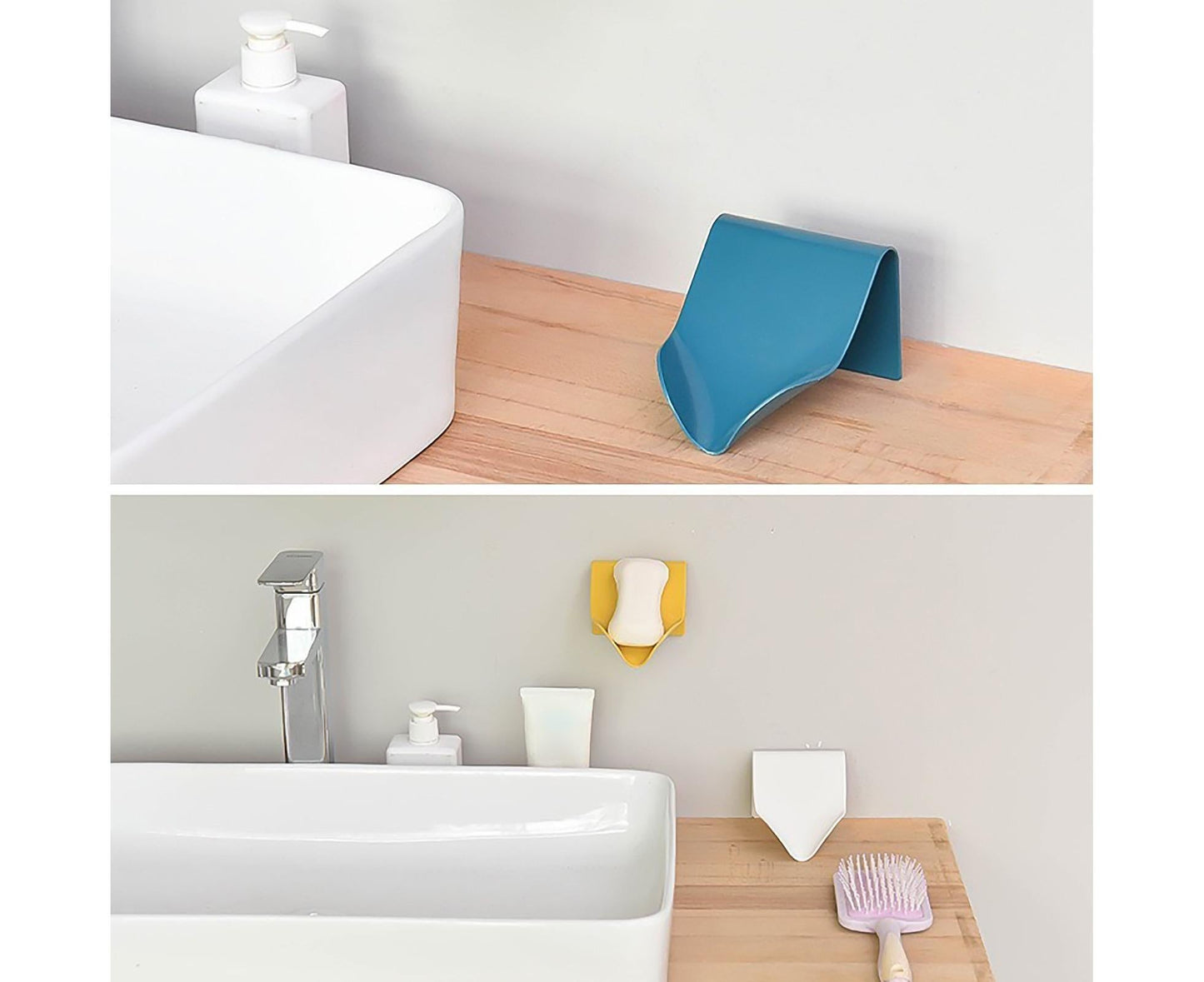 Seamless Wall-Mounted Hole-Free Soap Holder Bathroom Drainage Storage Rack Box-Yellow V1263-JX-2633