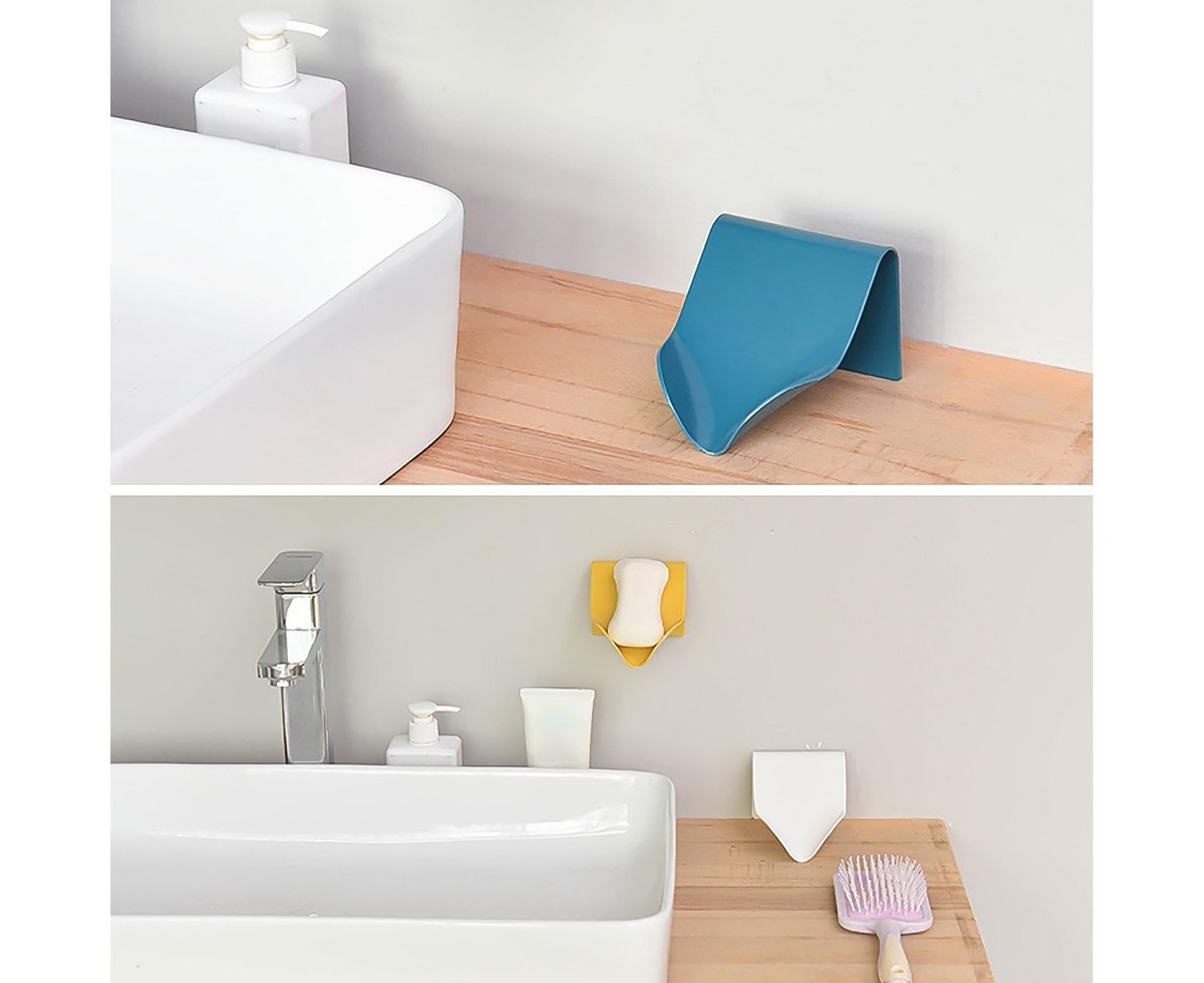 Seamless Wall-Mounted Hole-Free Soap Holder Bathroom Drainage Storage Rack Box-Yellow V1263-JX-2633