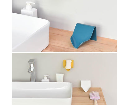 Seamless Wall-Mounted Hole-Free Soap Holder Bathroom Drainage Storage Rack Box-Yellow V1263-JX-2633
