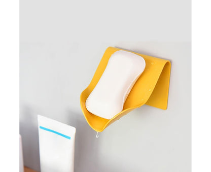 Seamless Wall-Mounted Hole-Free Soap Holder Bathroom Drainage Storage Rack Box-Yellow V1263-JX-2633