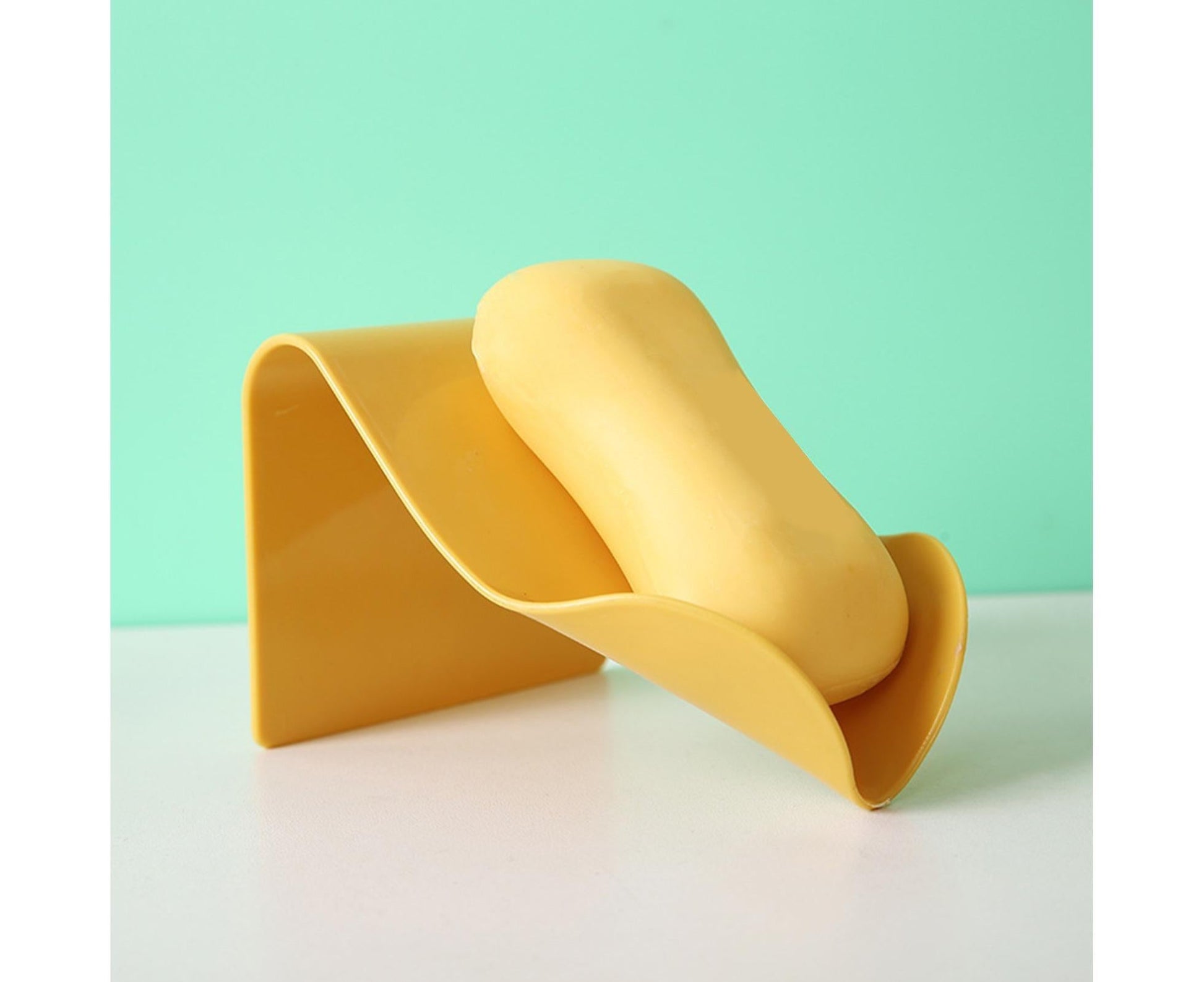 Seamless Wall-Mounted Hole-Free Soap Holder Bathroom Drainage Storage Rack Box-Yellow V1263-JX-2633