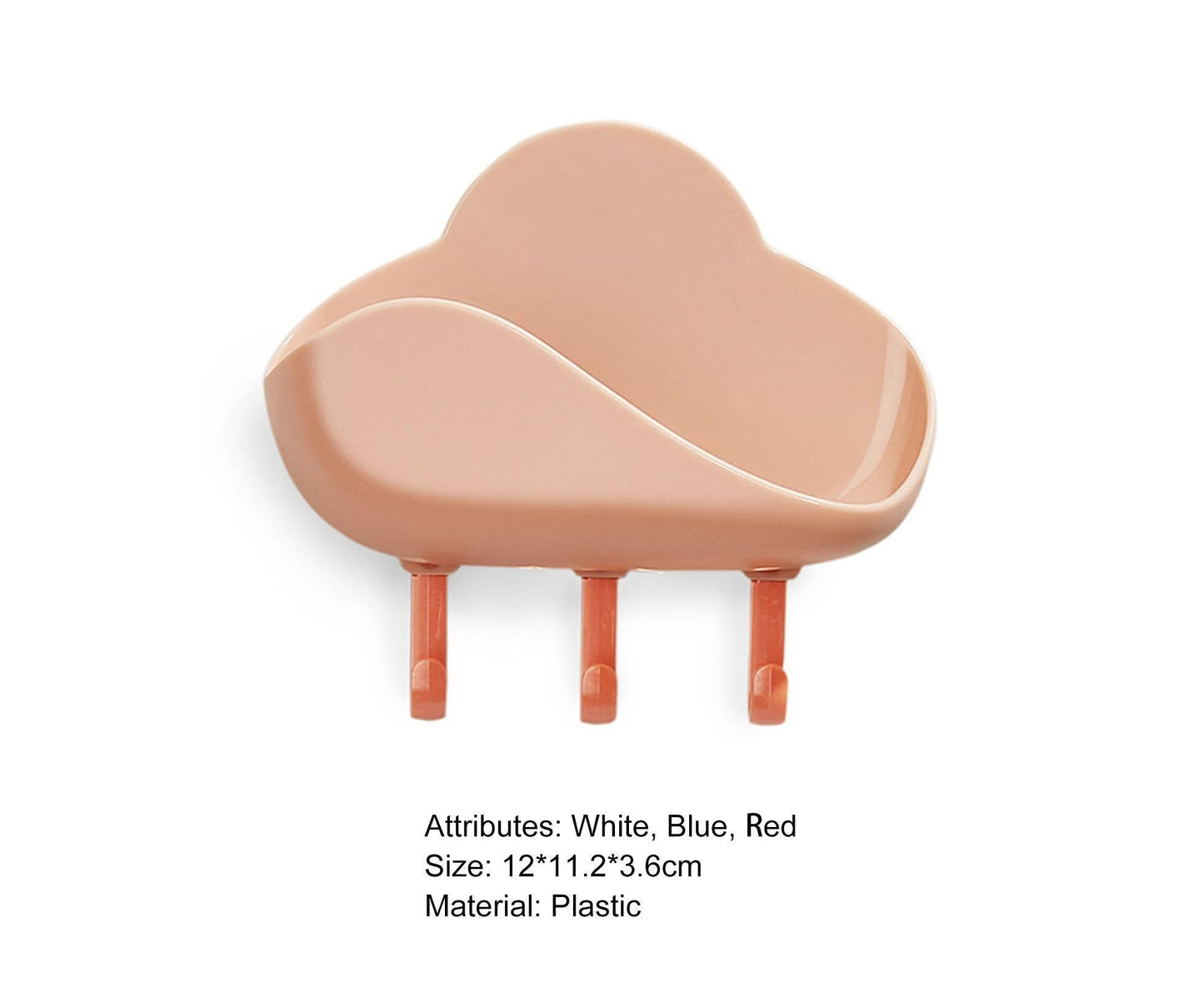 Selfdhesive Soap Box Hooked Cloud Shape Long Lasting Storage Shelf for Home-Red V1263-JX-2634