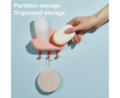 Selfdhesive Soap Box Hooked Cloud Shape Long Lasting Storage Shelf for Home-Red V1263-JX-2634