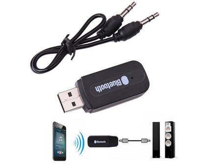 Mini 3.5mm Jack USB Wireless Bluetooth-compatible Audio Receiver Adapter for PC Speaker - Black V1263-JX-264