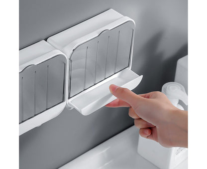 Soap Box Creative Waterproof Lightweight Soap Storage Organizer Dish Towel Rack for Home-White V1263-JX-2641