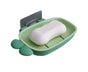 Soap Box Double Layer Punch-free PP Wall Mount Home Soap Dishes for Bathroom-Green V1263-JX-2642