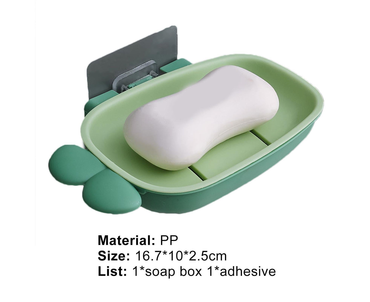 Soap Box Double Layer Punch-free PP Wall Mount Home Soap Dishes for Bathroom-Green V1263-JX-2642