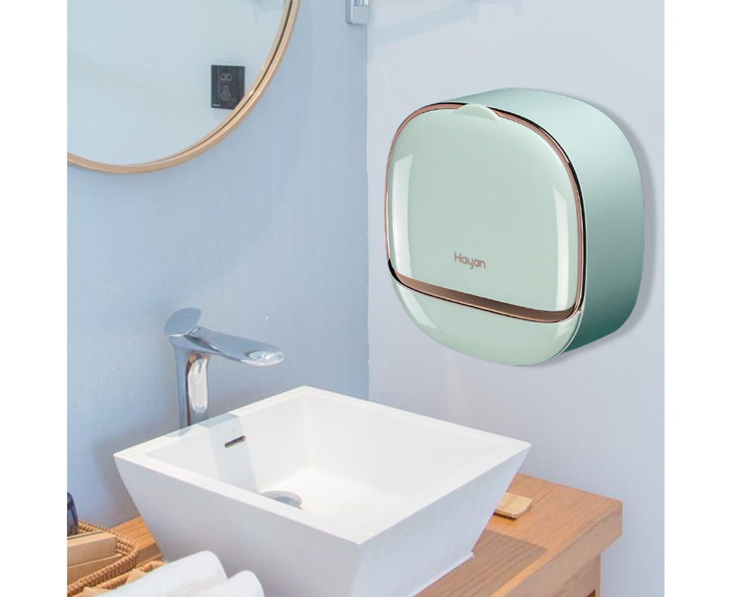 Soap Box Flip Cover Waterproof Dust-proof Wall-Mounted Soap Holder with Lid for Bathroom -Mint Green V1263-JX-2643