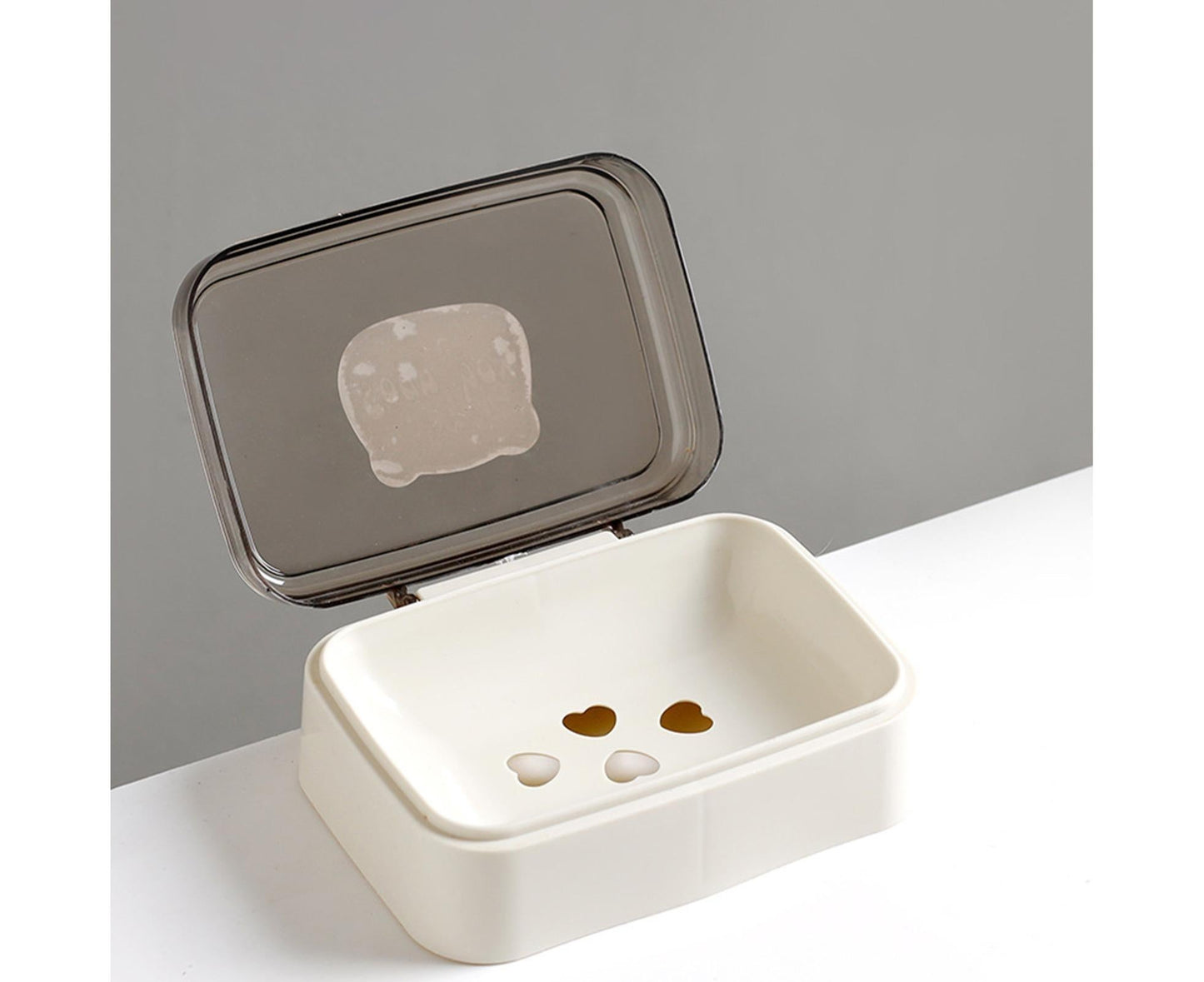Soap Box Lidded Dust-proof Plastic Washing Room Draining Soap Case Washroom Supplies -White V1263-JX-2644