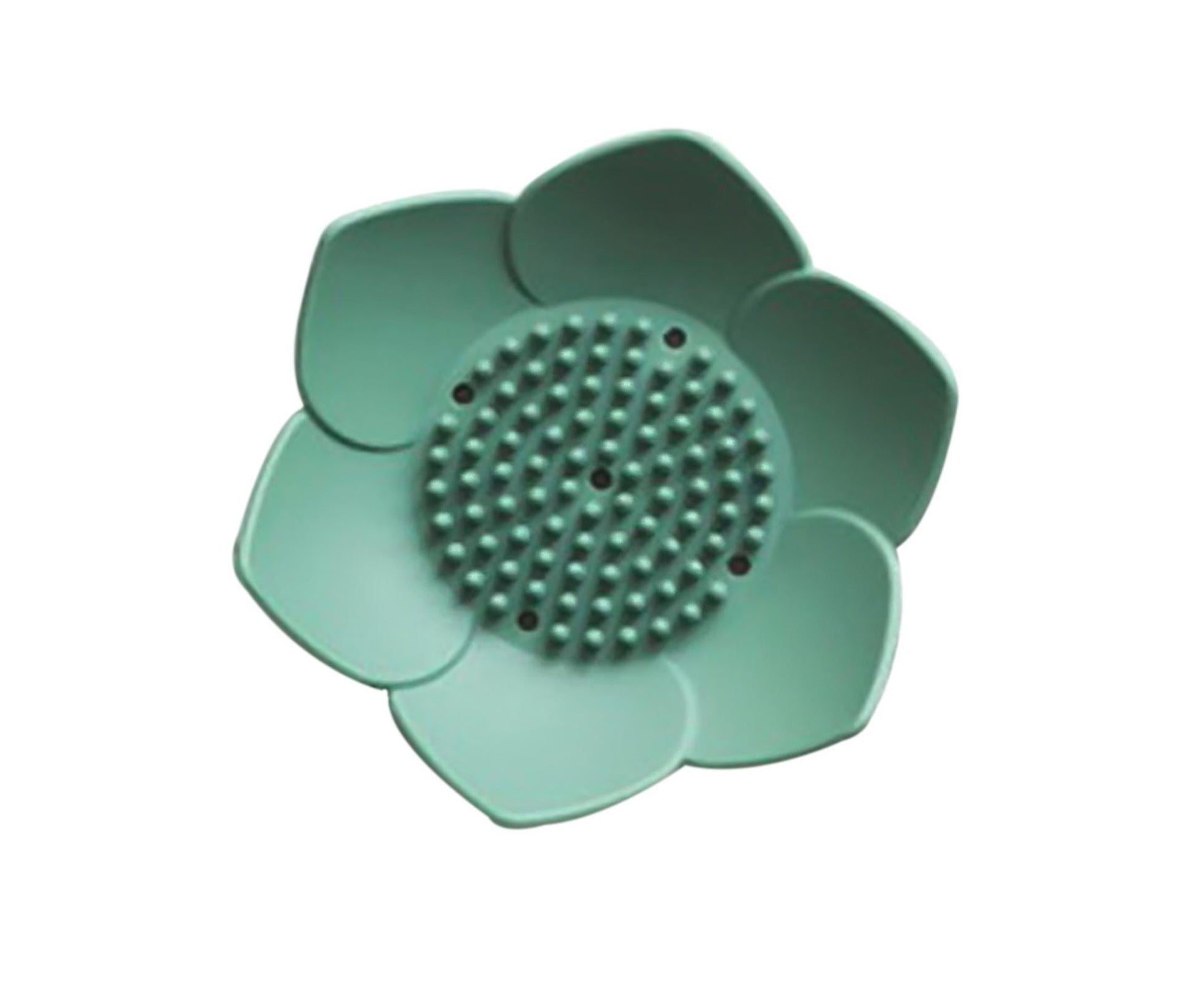 Soap Box Non-slip Lightweight Lotus Shape Box Silicone Draining Soap Dish for Home-Green V1263-JX-2646