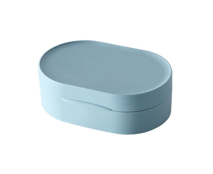 Soap Box Small Exquisite Simple Sealed Soap Case Solid Color Storage Box Bathroom Gadget for Home-Blue L V1263-JX-2649