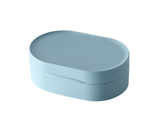 Soap Box Small Exquisite Simple Sealed Soap Case Solid Color Storage Box Bathroom Gadget for Home-Blue L V1263-JX-2649