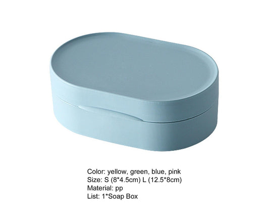 Soap Box Small Exquisite Simple Sealed Soap Case Solid Color Storage Box Bathroom Gadget for Home-Blue L V1263-JX-2649