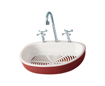 Soap Dish Creative Punch-free Double Layers Vanity Sink Shape Draining Soap Dish Bathroom Accessory-Wine Red V1263-JX-2655