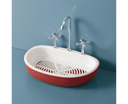 Soap Dish Creative Punch-free Double Layers Vanity Sink Shape Draining Soap Dish Bathroom Accessory-Wine Red V1263-JX-2655