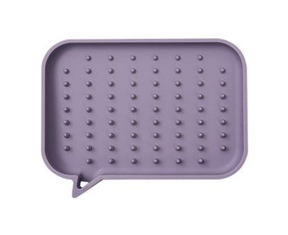 Soap Dish Rectangle Minimalist Silicone Tear-resistant Sponge Holder for Kitchen-Purple V1263-JX-2658