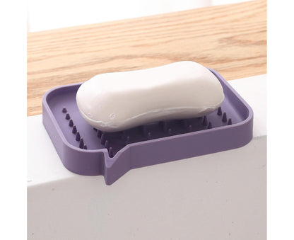 Soap Dish Rectangle Minimalist Silicone Tear-resistant Sponge Holder for Kitchen-Purple V1263-JX-2658