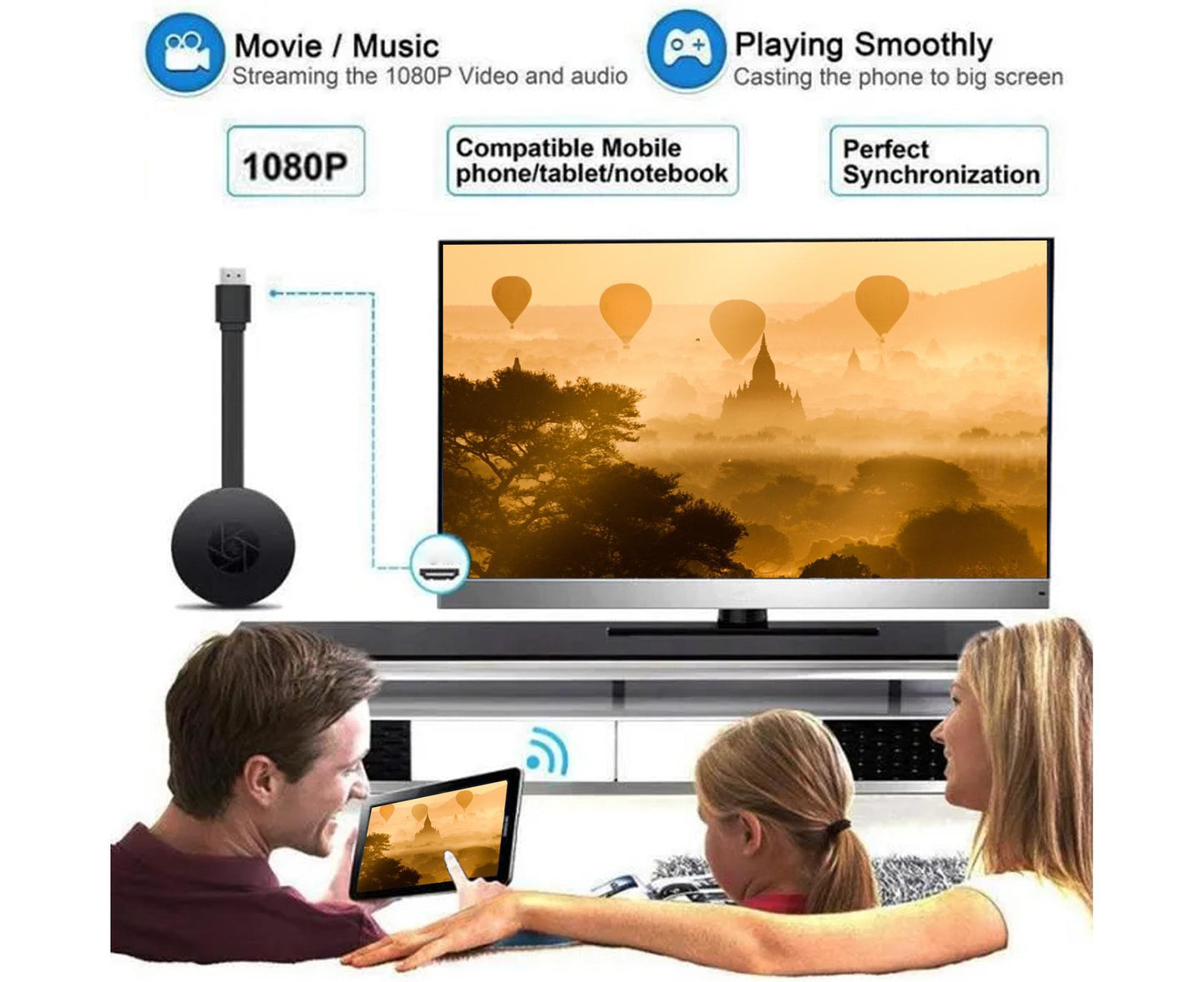 Phone Projection Device High Resolution High-speed Transmission Plug Play WiFi HDMI-compatible Mobile Phone V1263-JX-266