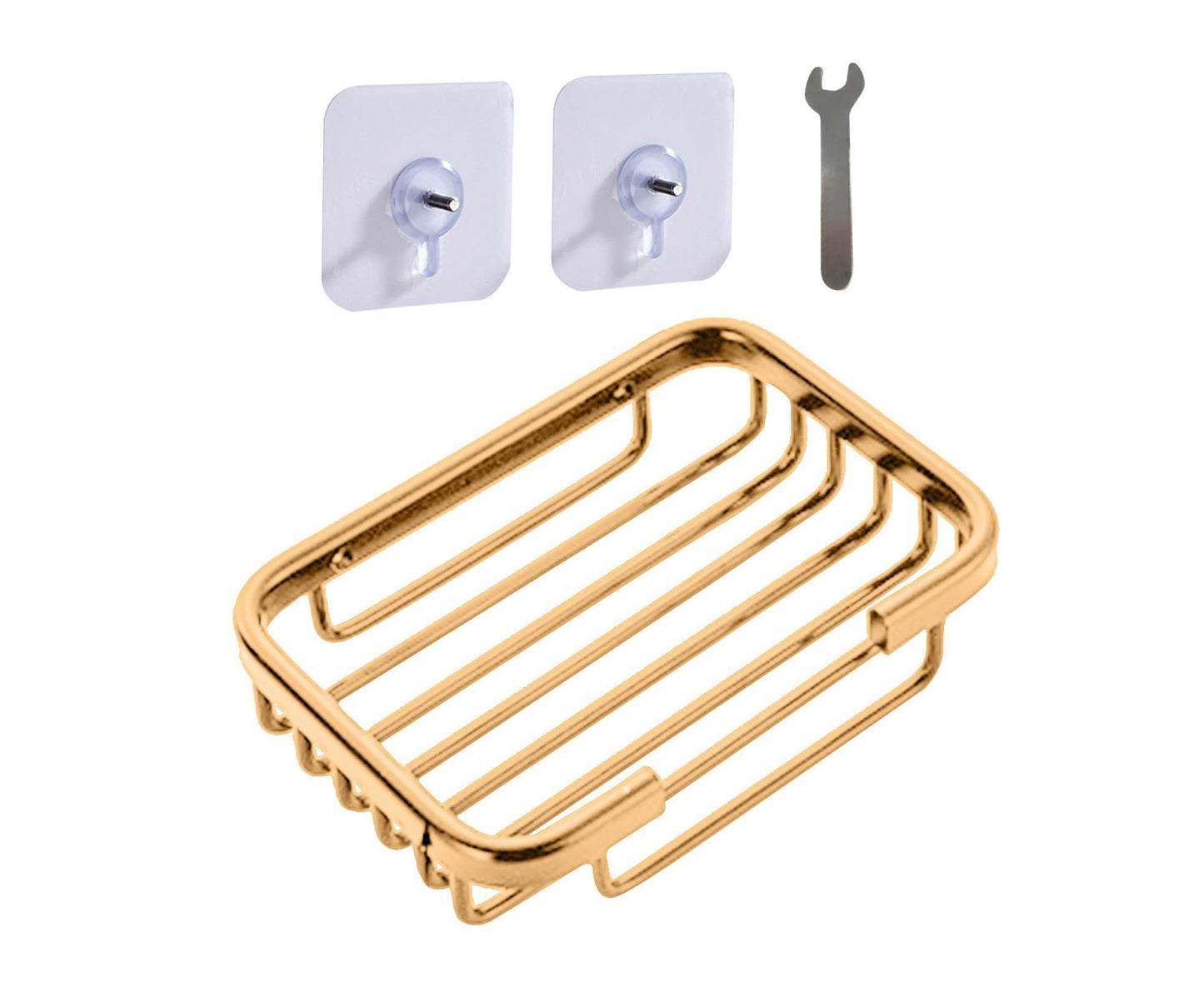 Soap Dish Self-draining Easy Installation Space Aluminum Simple Reused Soap Box for Shower - Golden V1263-JX-2660