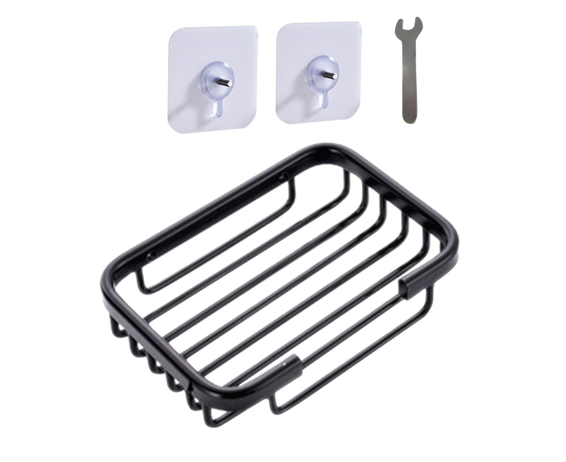 Soap Dish Self-draining Easy Installation Space Aluminum Simple Reused Soap Box for Shower-Black V1263-JX-2661