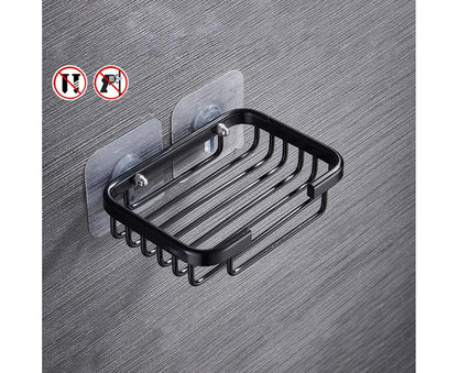 Soap Dish Self-draining Easy Installation Space Aluminum Simple Reused Soap Box for Shower-Black V1263-JX-2661