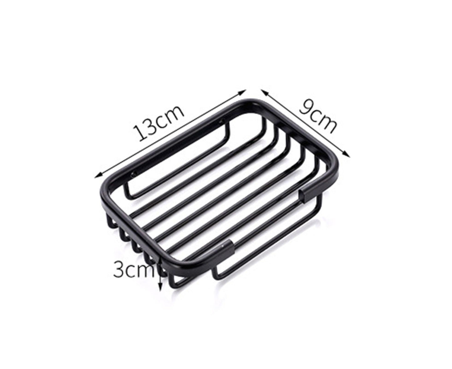 Soap Dish Self-draining Easy Installation Space Aluminum Simple Reused Soap Box for Shower-Black V1263-JX-2661