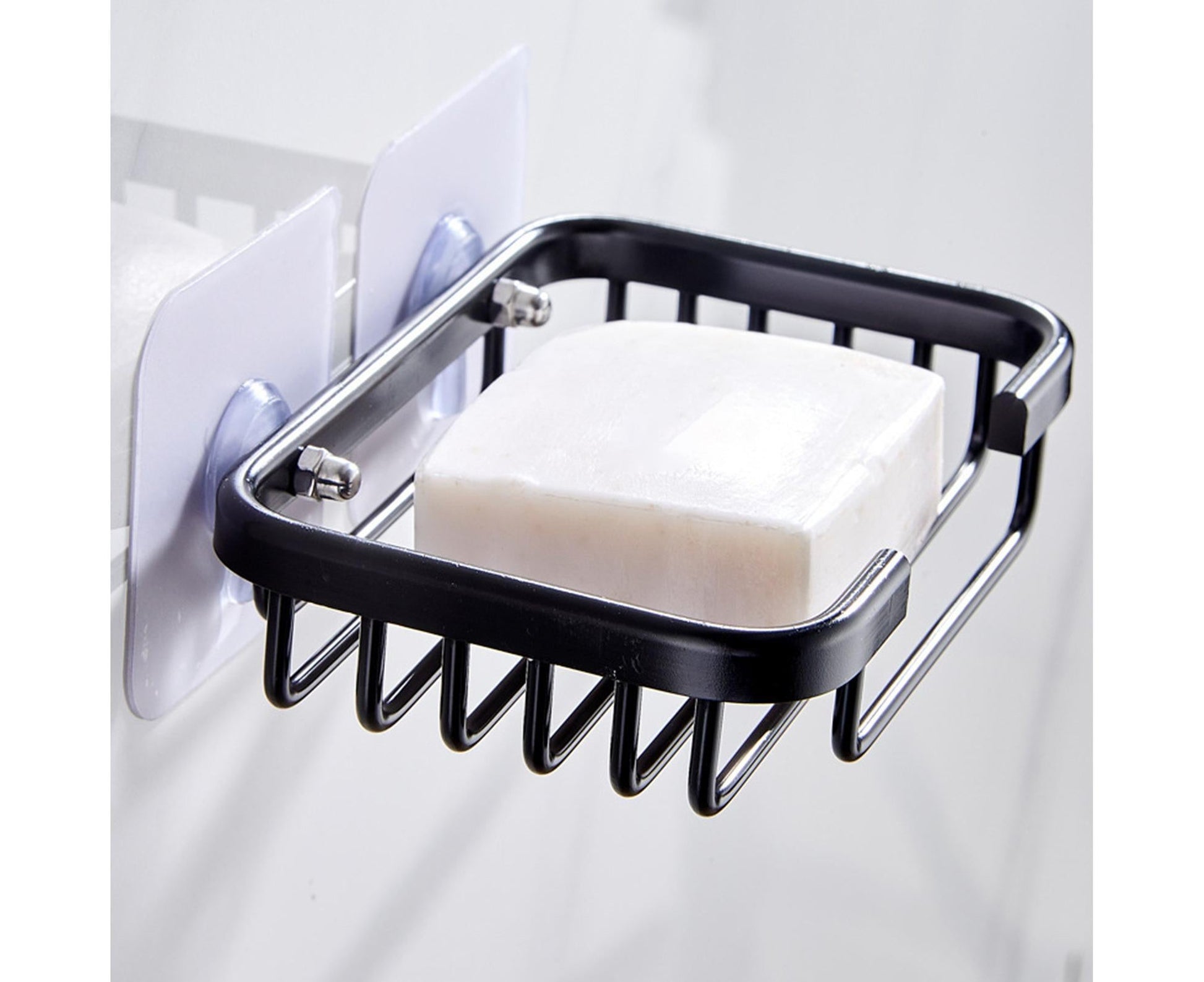 Soap Dish Self-draining Easy Installation Space Aluminum Simple Reused Soap Box for Shower-Black V1263-JX-2661