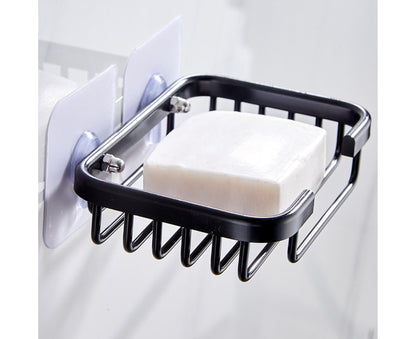 Soap Dish Self-draining Easy Installation Space Aluminum Simple Reused Soap Box for Shower-Black V1263-JX-2661