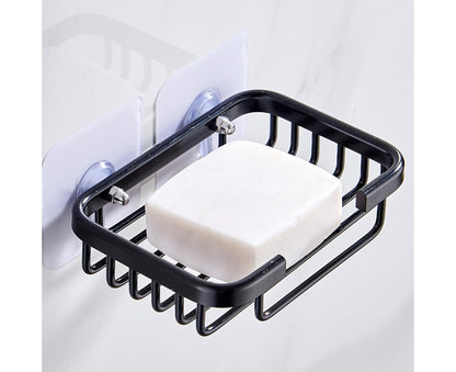 Soap Dish Self-draining Easy Installation Space Aluminum Simple Reused Soap Box for Shower-Black V1263-JX-2661