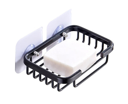 Soap Dish Self-draining Easy Installation Space Aluminum Simple Reused Soap Box for Shower-Black V1263-JX-2661