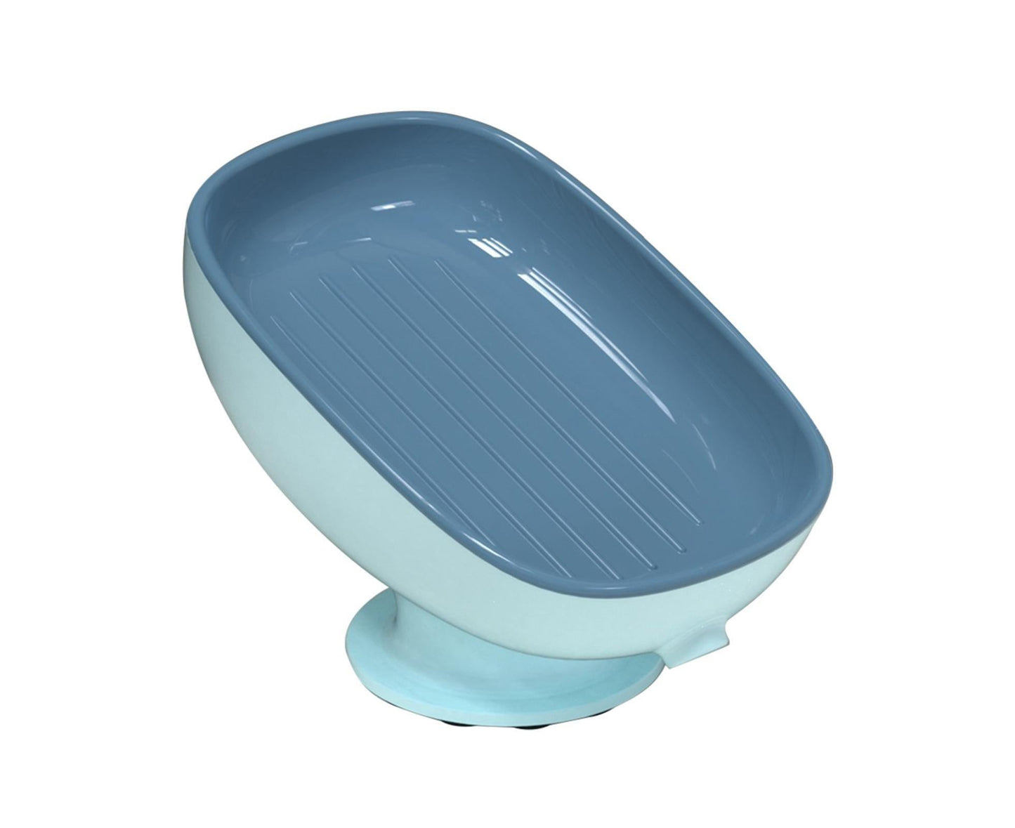 Soap Dish Self-Draining Keep Soap Dry Double Layer Design Super Suction Cup Soap Dish Bathroom Supplies -Blue V1263-JX-2662
